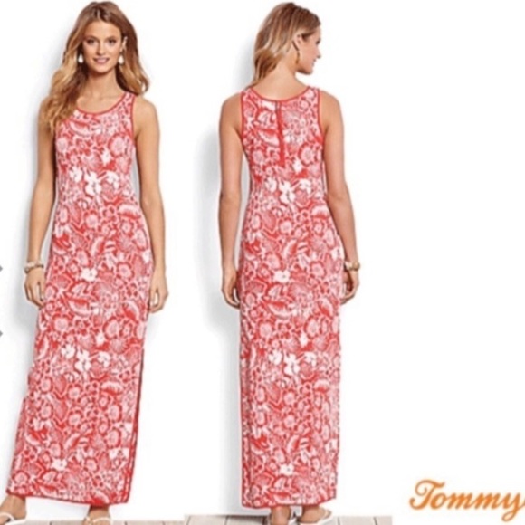 Red and White knit Tommy Bahama Maxi Dress - Picture 1 of 6